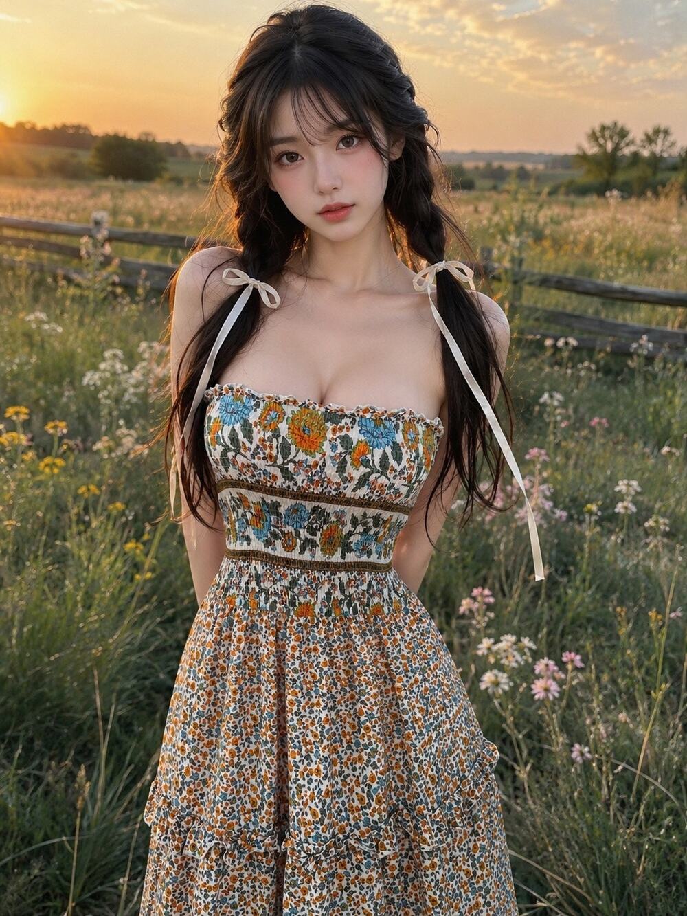 Twirl into Flowers + Wander Wild Meadows Strapless Smocked Tiered Maxi Dress